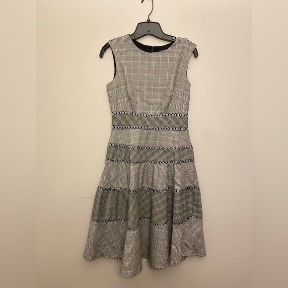 Womens Casual Sleeveless Plaid A Line Dress Gray/Ivory Size 2 . - Picture 3 of 10